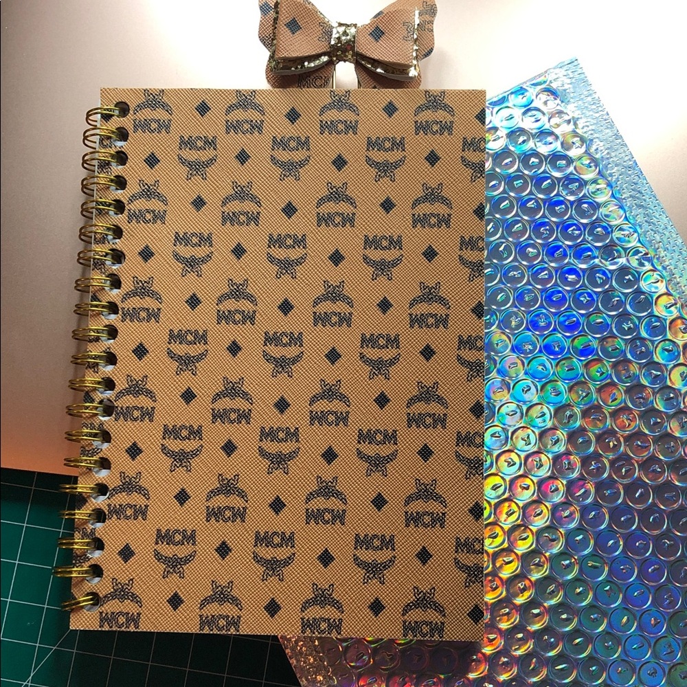 Handmade Monogram 5X7 Notebook w/ matching Bow Paperclip